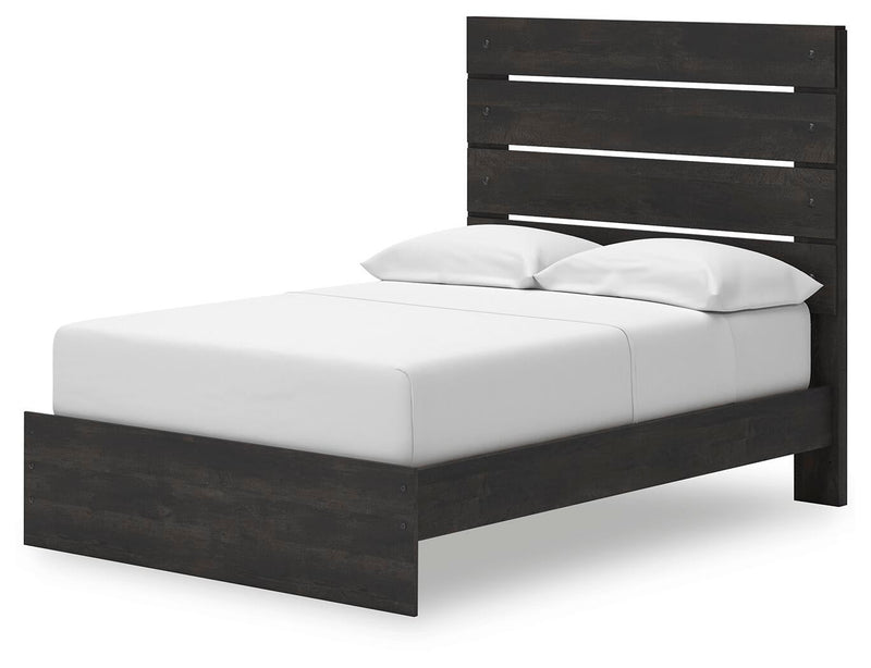 Delmorta Full Panel Storage Bed, Dresser, Mirror and Nightstand