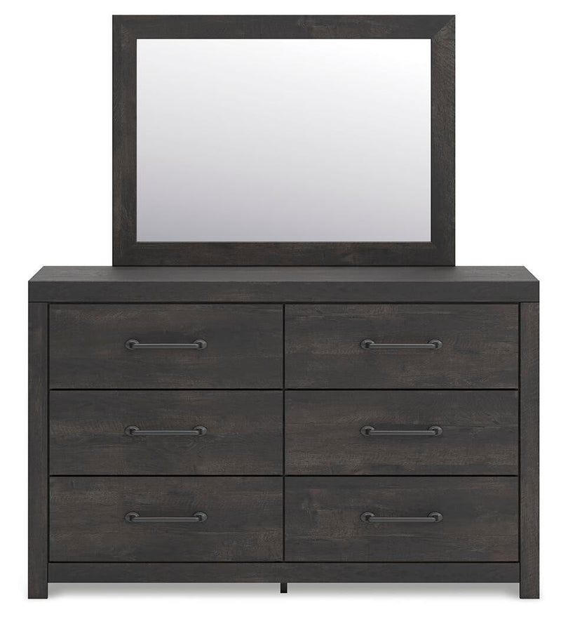 Delmorta Twin Panel Bed with Storage, Dresser, Mirror and Nightstand
