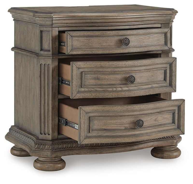 Ardenfield Queen Upholstered Sleigh Bed, Dresser, Mirror and Nightstand