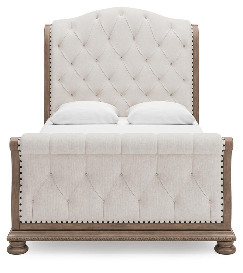Ardenfield Queen Upholstered Sleigh Bed, Dresser and Mirror
