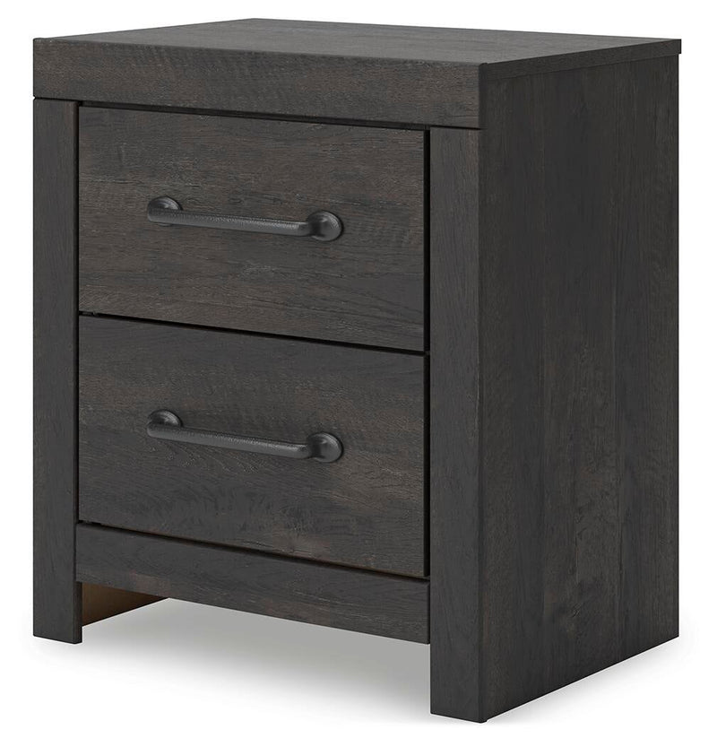 Delmorta Full Panel Bed with Storage, Dresser, Mirror and Nightstand