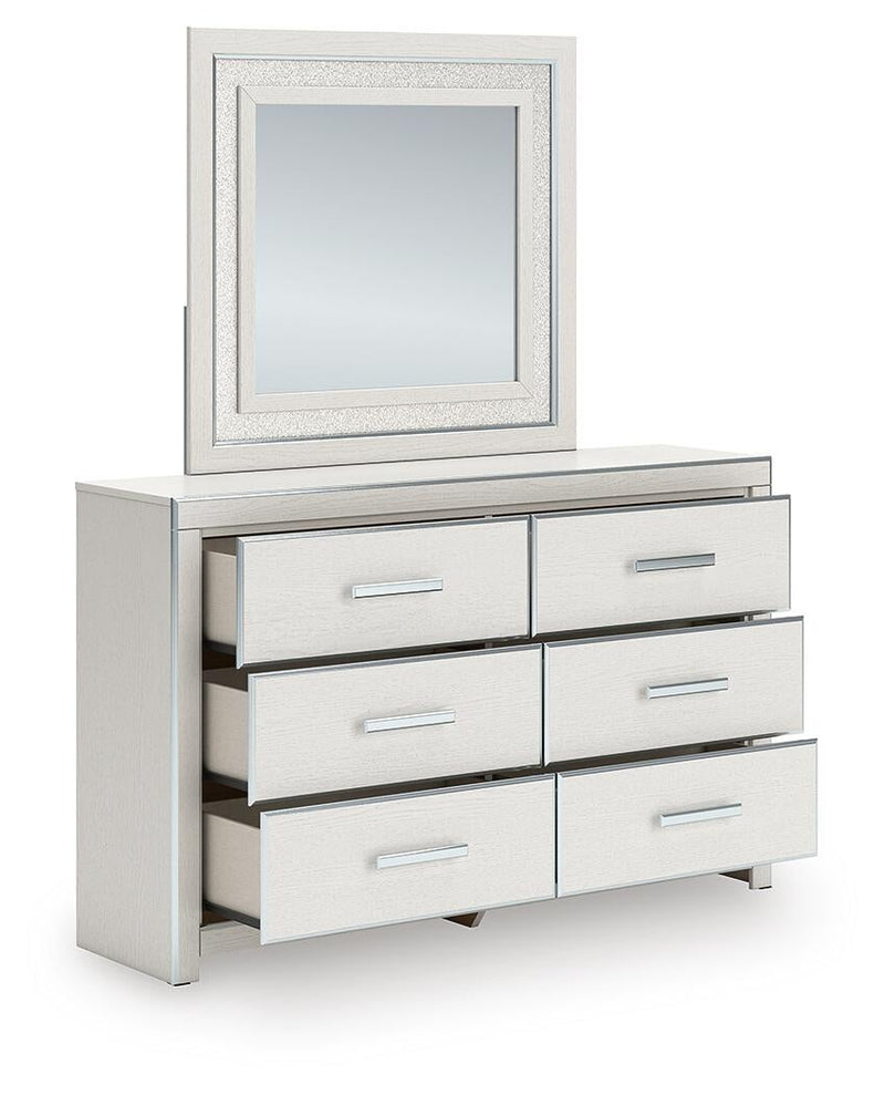 Birmonton King Upholstered Bed, Dresser, Mirror and Nightstand