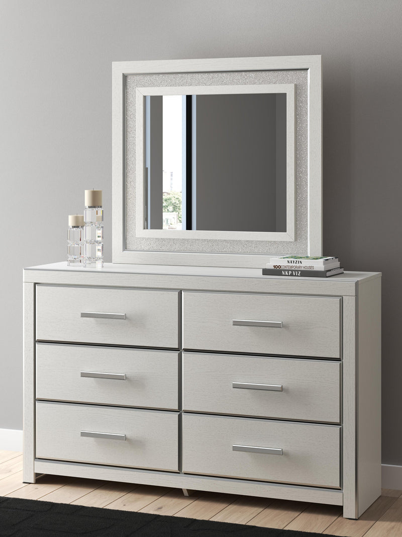 Birmonton King Upholstered Panel Bed, Dresser, Mirror and Nightstand