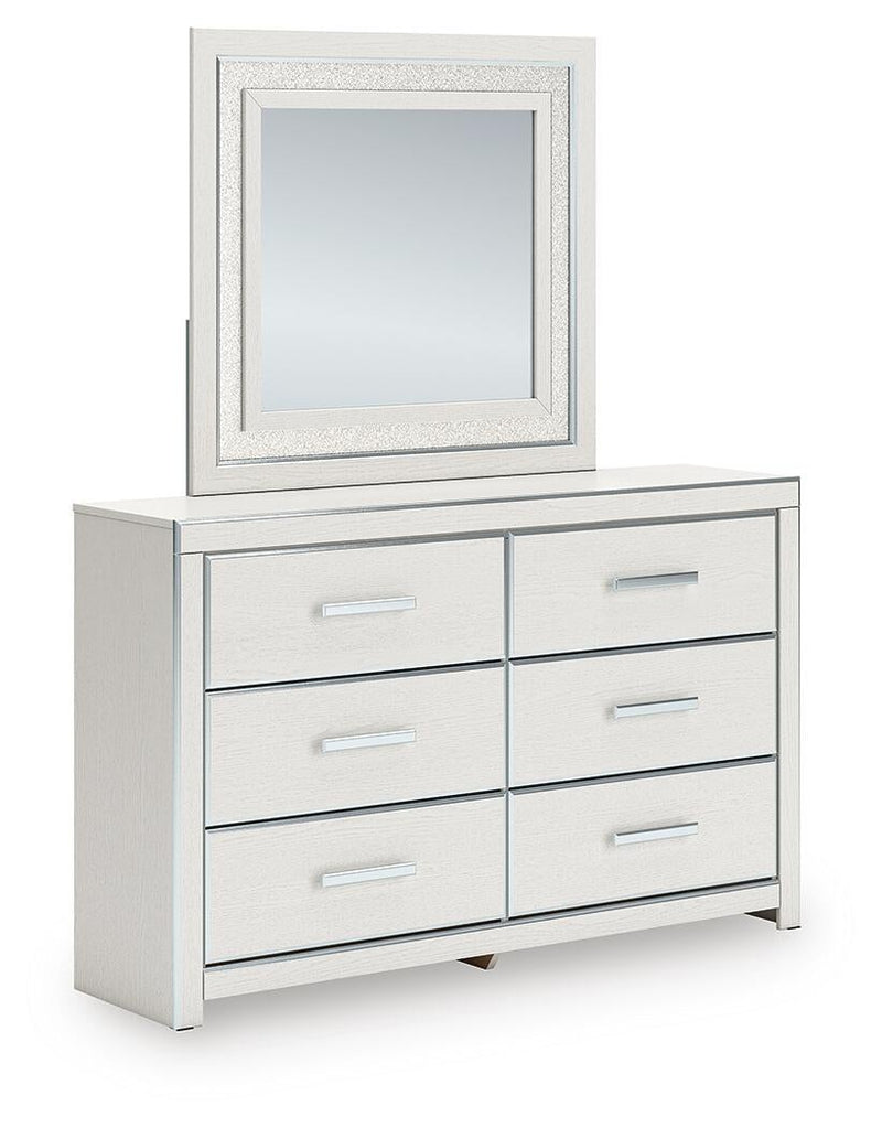 Birmonton King Upholstered Panel Platform Storage Bed, Dresser, Mirror and Nightstand