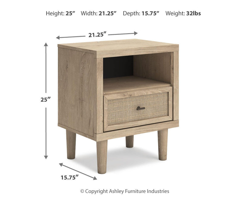 Cielden King Upholstered Bed with Roll Slats, Dresser, Mirror and Nightstand