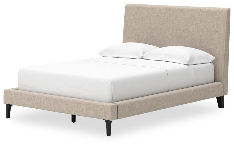 Cielden Full Upholstered Bed with Roll Slats, Dresser, Mirror and Nightstand