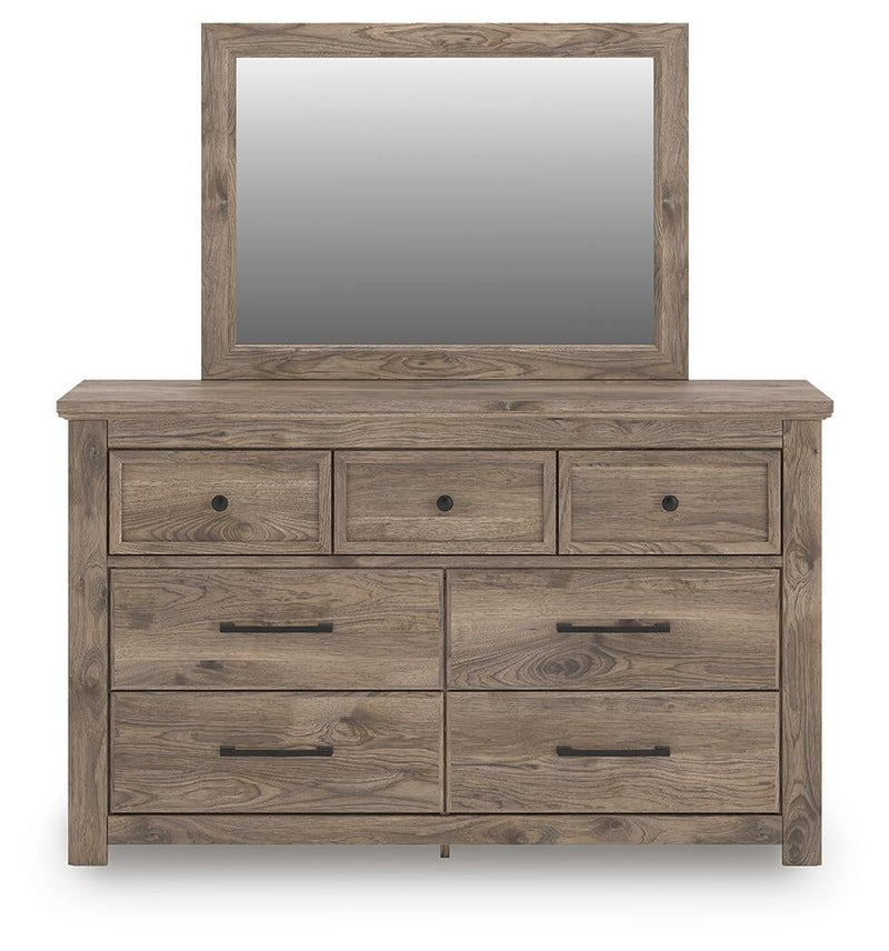 Keithland King Panel Bed with Mirrored Dresser
