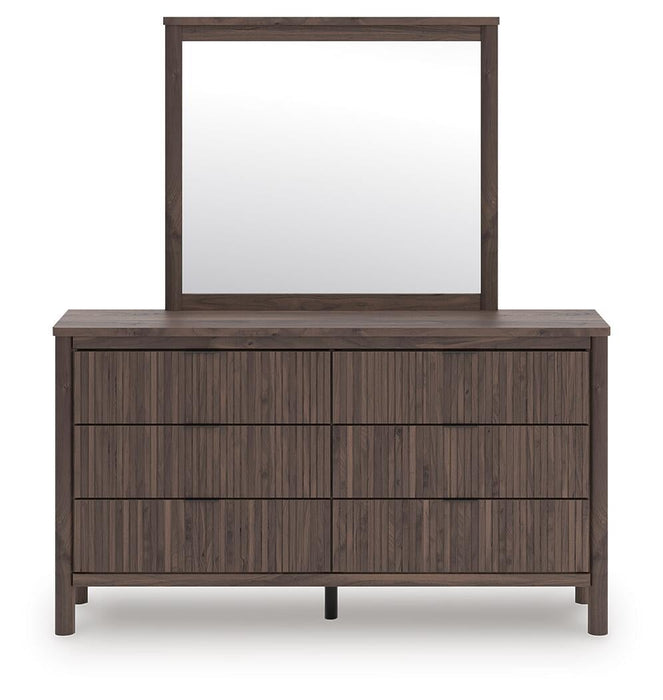 Pamytta Full Upholstered Panel Bed, Dresser and Mirror