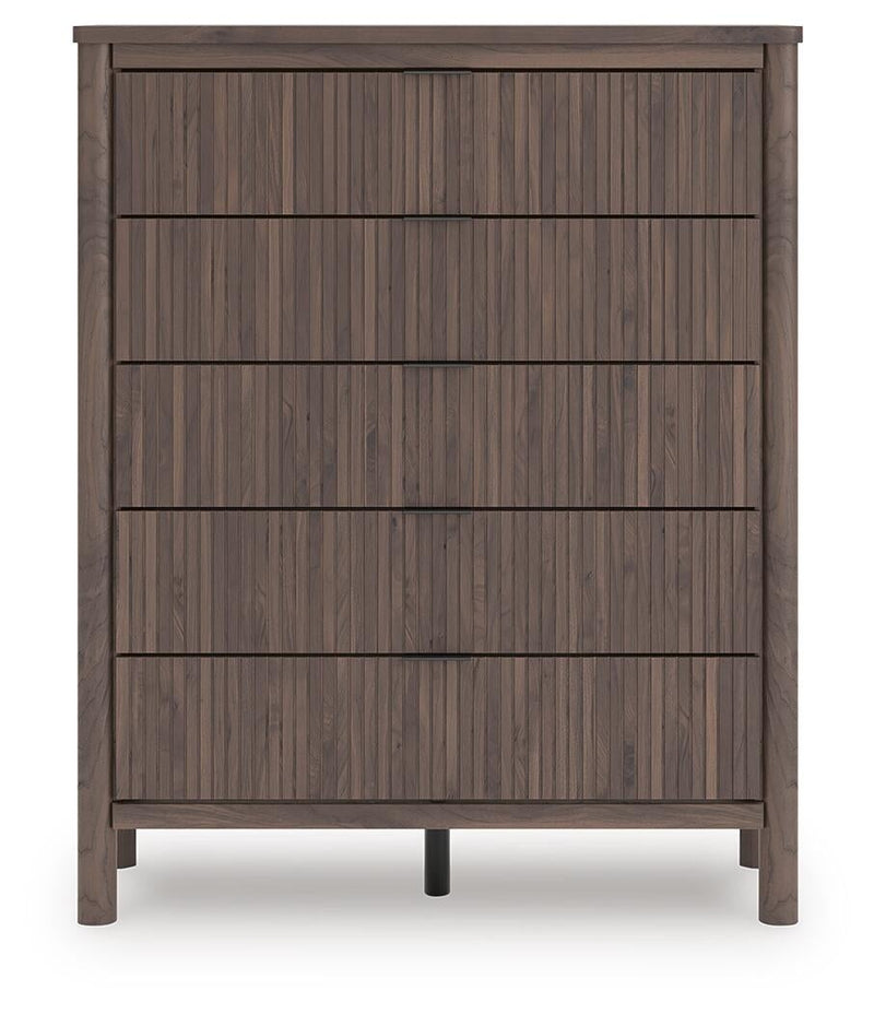Cadmori Full Upholstered Panel Bed, Dresser and Mirror