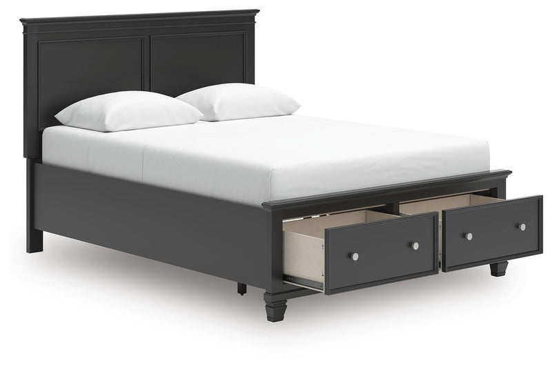 Lanolee Queen Panel Storage Bed, Dresser, Mirror and Nightstand
