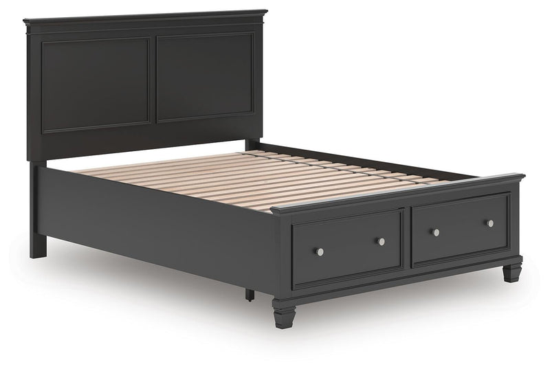 Lanolee Queen Panel Storage Bed, Dresser, Mirror and Nightstand
