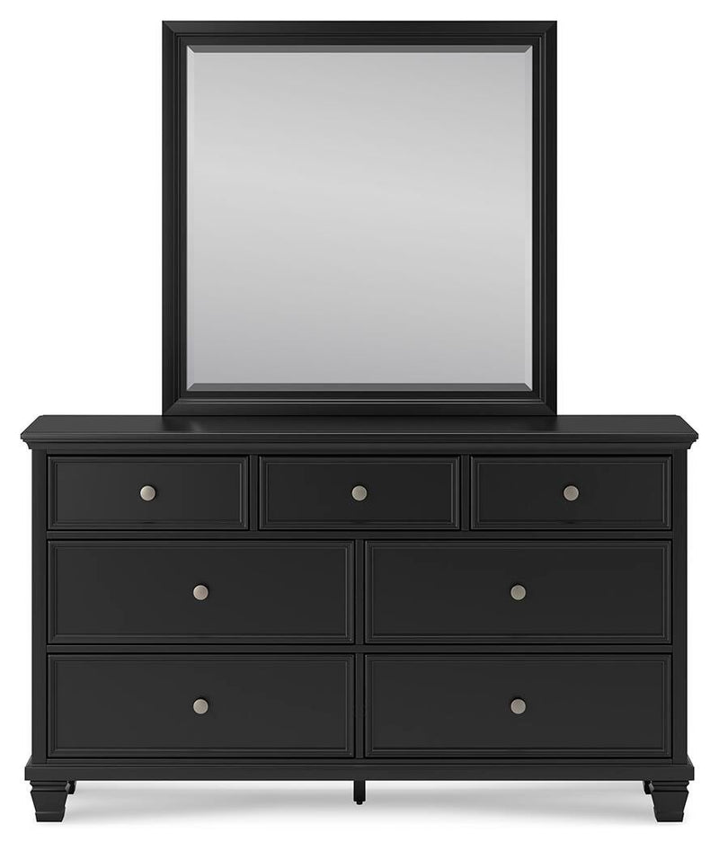 Lanolee California King Panel Storage Bed, Dresser, Mirror and Nightstand