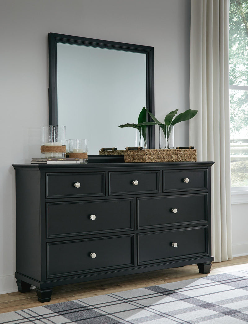 Lanolee California King Panel Storage Bed, Dresser and Mirror