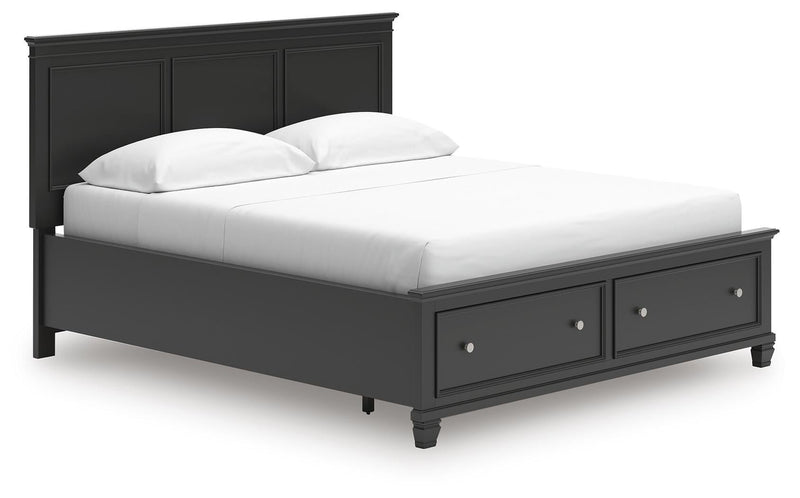 Lanolee California King Panel Storage Bed, Dresser, Mirror and Nightstand