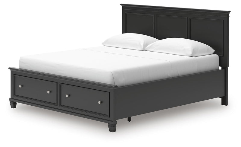 Lanolee California King Panel Storage Bed, Dresser, Mirror and Nightstand