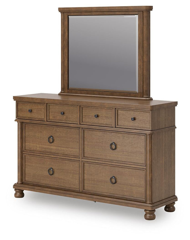 Chadworth California King Poster Bed with Mirrored Dresser and Nightstand