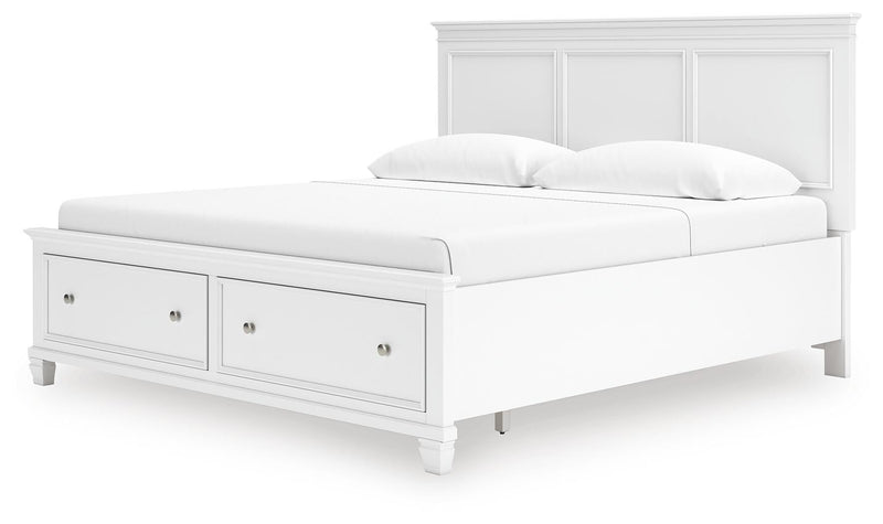 Fortman King Panel Storage Bed with Mirrored Dresser