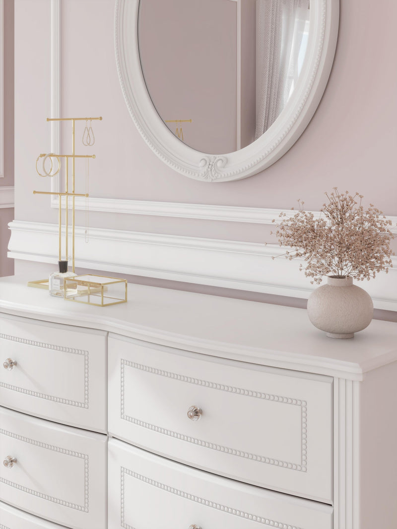 Maylilly Full Upholstered Panel Storage Bed, Dresser and Mirror
