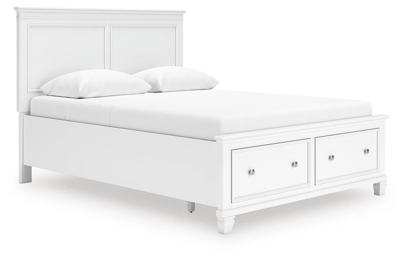 Fortman Queen Panel Storage Bed with Mirrored Dresser and Nightstand