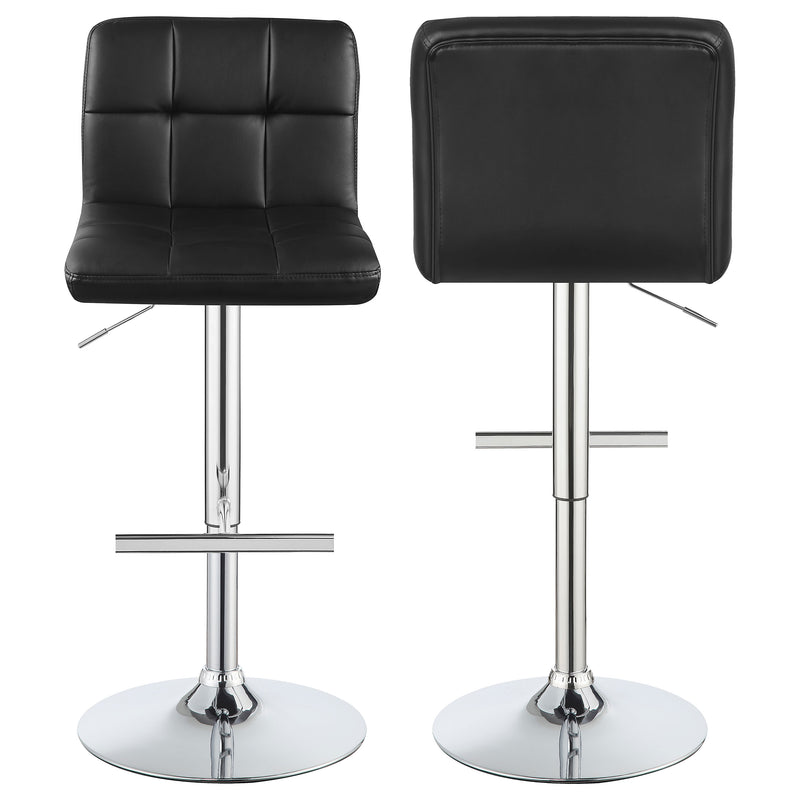 Lenny Tufted Adjustable Faux Leather Bar Stool Black (Set of 2)