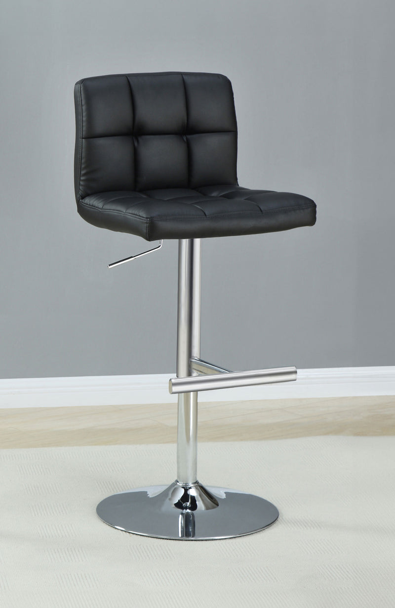 Lenny Tufted Adjustable Faux Leather Bar Stool Black (Set of 2)