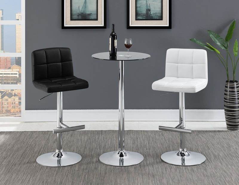 Lenny Tufted Adjustable Faux Leather Bar Stool Black (Set of 2)