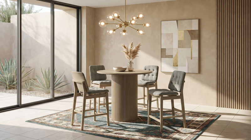 Hamlyn 5-piece Round Wood Counter Height Dining Set Grey and Natural Oak