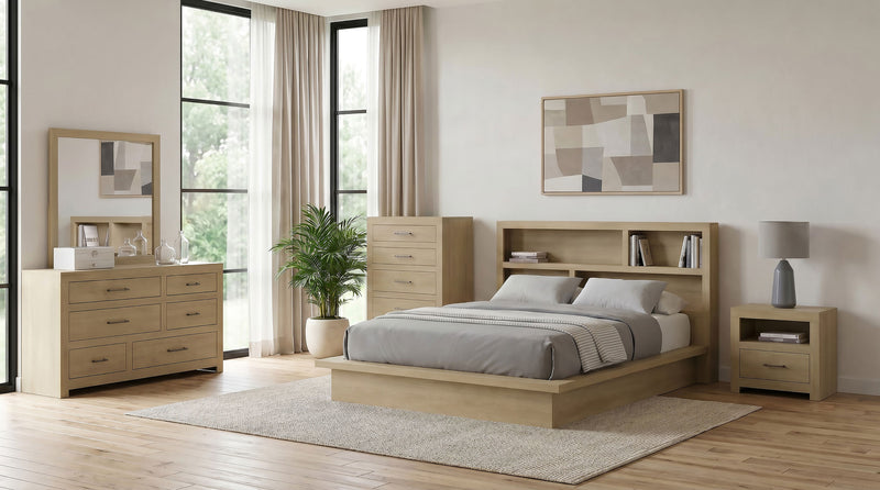 Hendricks 6-drawer Bedroom Dresser and Mirror Light Oak