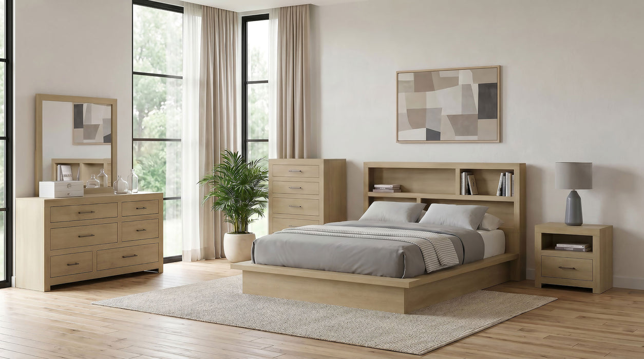 Hendricks 6-drawer Bedroom Dresser and Mirror Light Oak