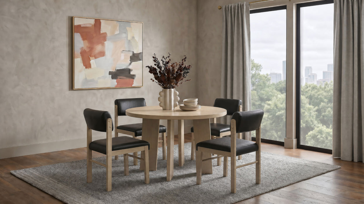 Kehoe Upholstered Dining Side Chair Black and Natural Oak (Set of 2)