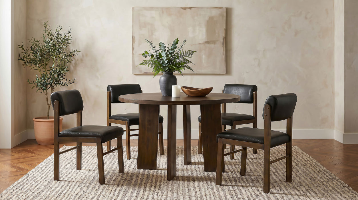 Kehoe Upholstered Dining Side Chair Black and Walnut (Set of 2)