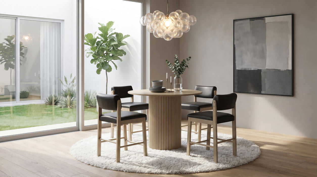Kehoe Upholstered Counter Height Chair Black and Natural Oak (Set of 2)