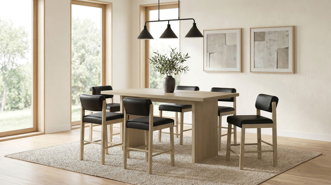 Kehoe Upholstered Counter Height Chair Black and Natural Oak (Set of 2)