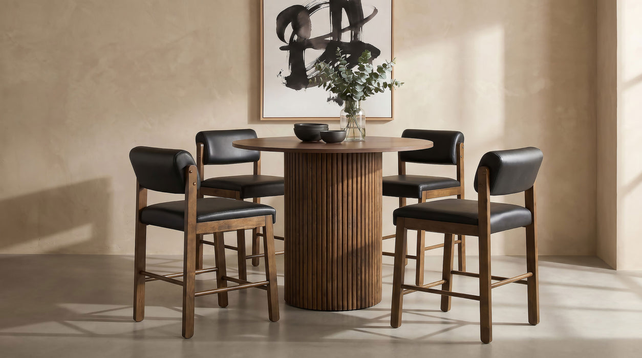 Kehoe Upholstered Counter Height Chair Black and Walnut (Set of 2)