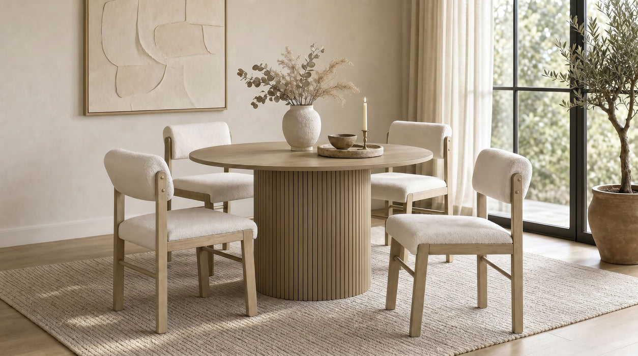 Kehoe Upholstered Dining Side Chair Cream and Natural Oak (Set of 2)