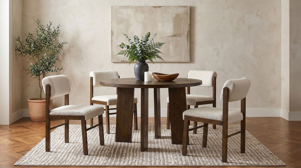 Kehoe Upholstered Dining Side Chair Cream and Walnut (Set of 2)