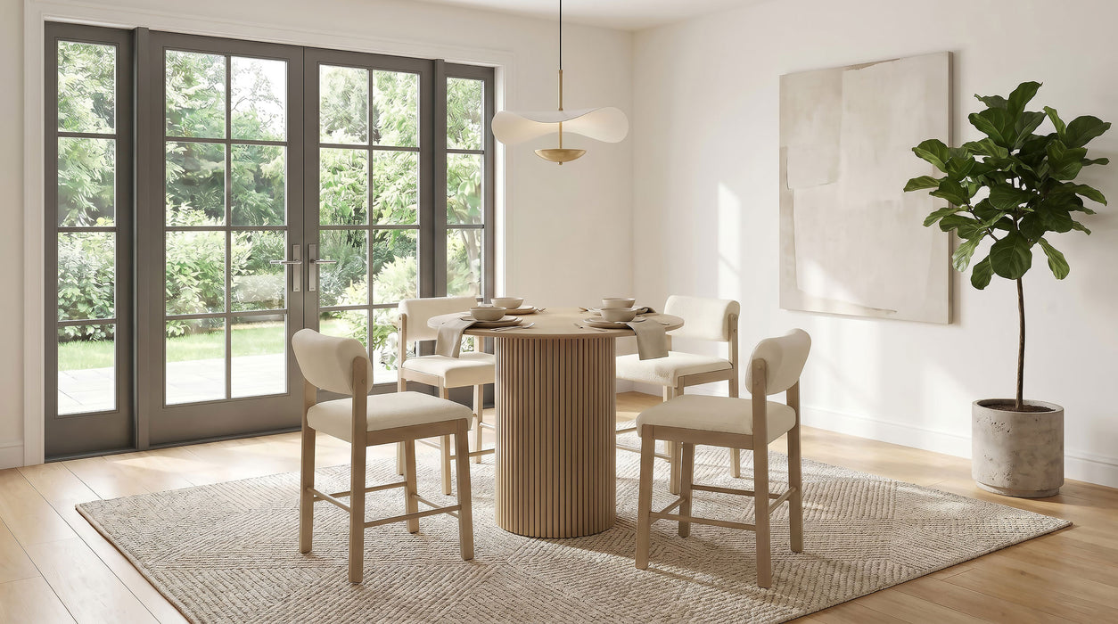 Kehoe Upholstered Counter Height Chair Cream and Natural Oak (Set of 2)