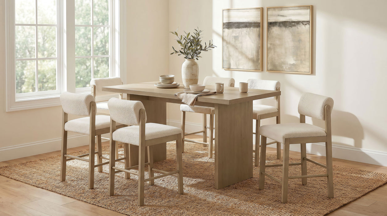 Kehoe Upholstered Counter Height Chair Cream and Natural Oak (Set of 2)