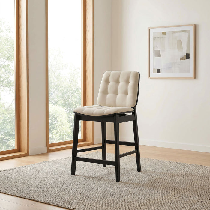 Redbridge Upholstered Counter Chair Cream and Black (Set of 2)