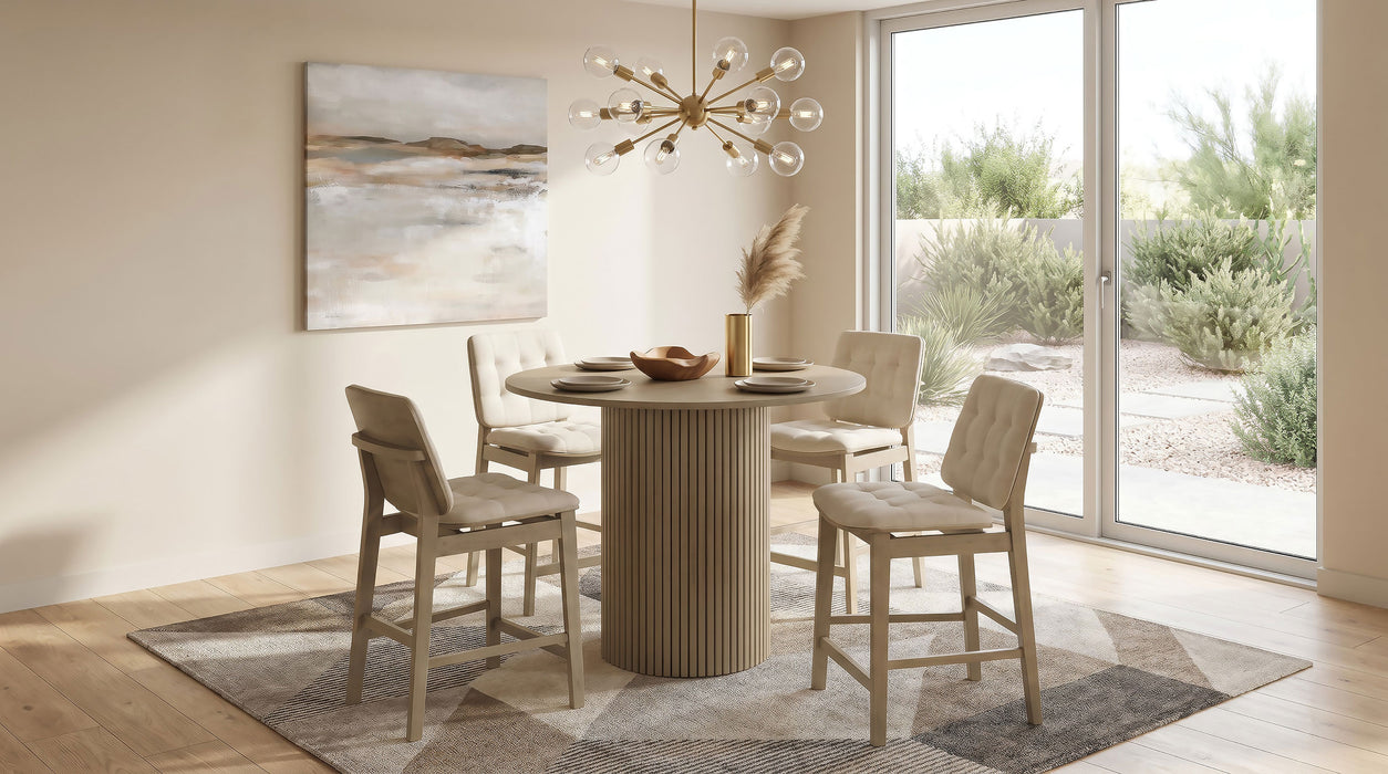 Redbridge Upholstered Counter Chair Cream and Natural Oak (Set of 2)