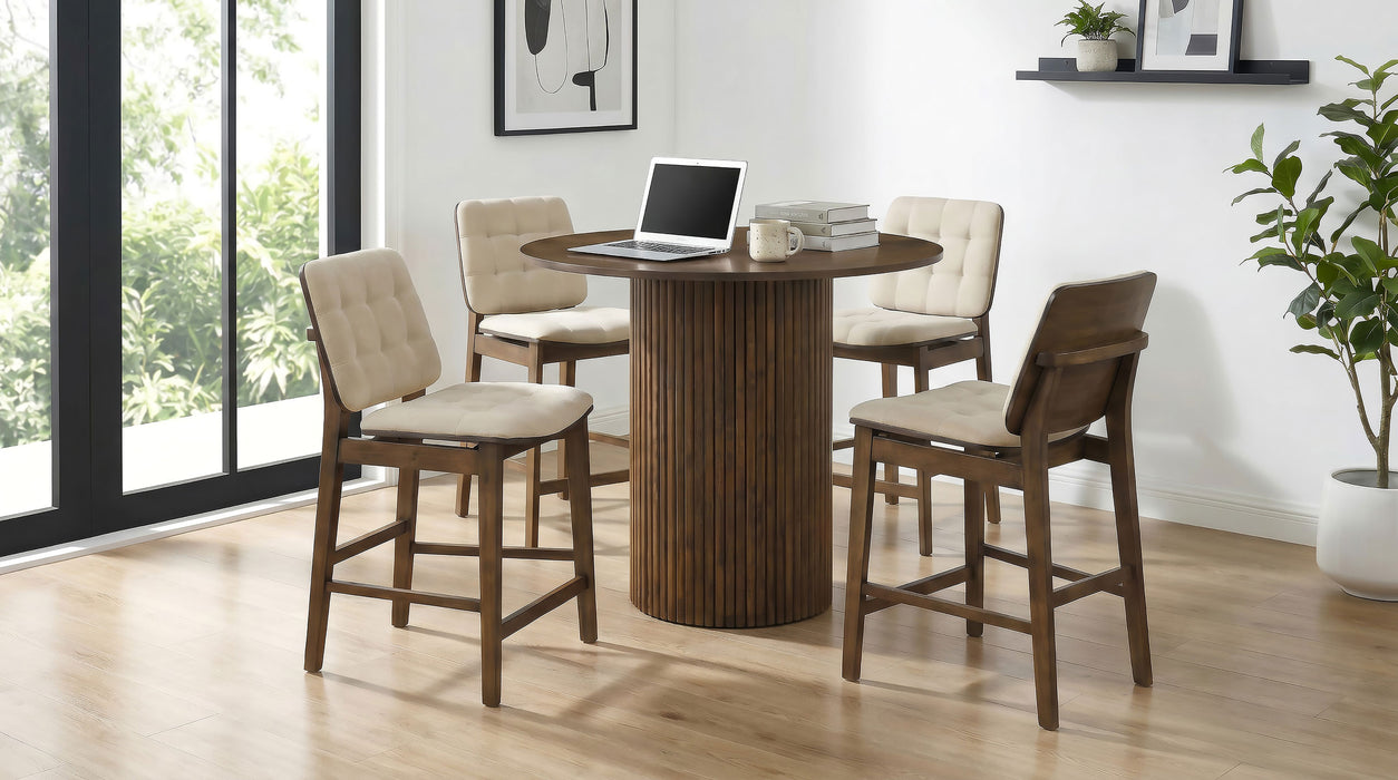Redbridge Upholstered Counter Chair Cream and Walnut (Set of 2)