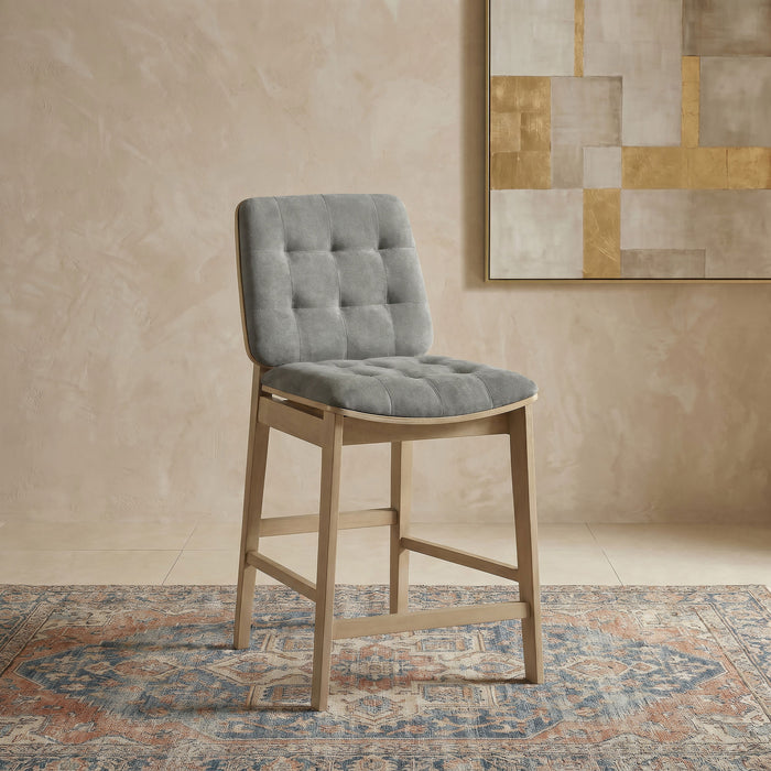 Redbridge Upholstered Counter Chair Grey and Natural Oak (Set of 2)