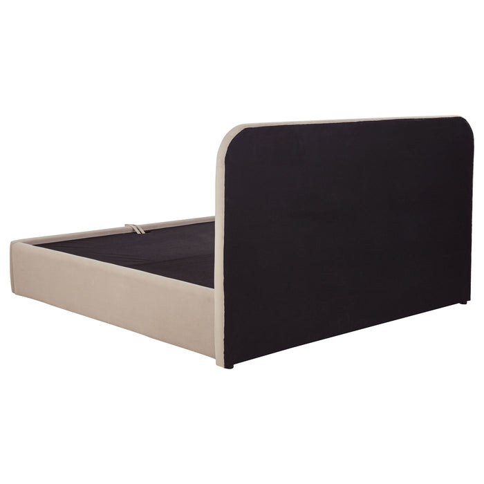 Anders Upholstered Eastern King Storage Lift Platform Bed Beige