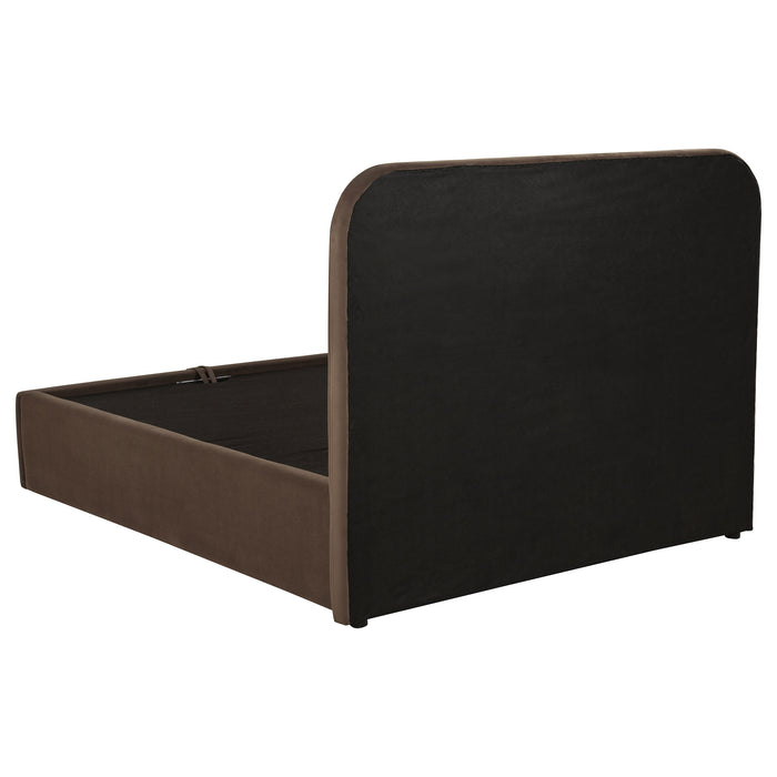 Anders Upholstered Full Storage Lift Platform Bed Chocolate