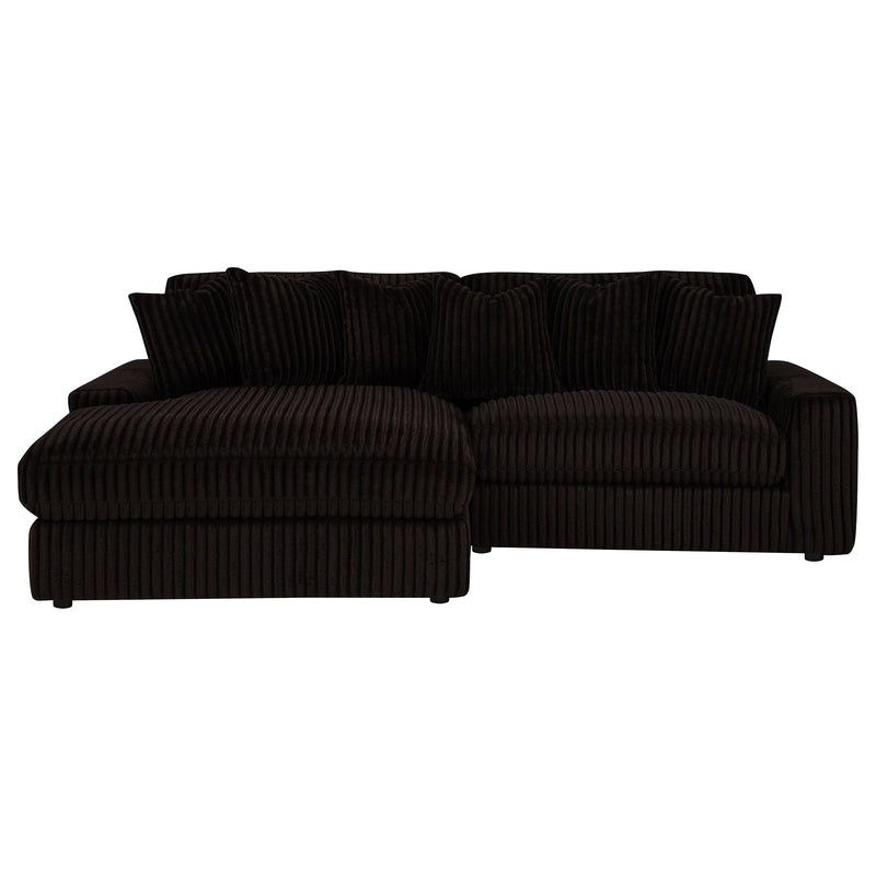 Blaine 2-Piece Corduroy Reversible Chaise Sectional Sofa Chocolate Brown