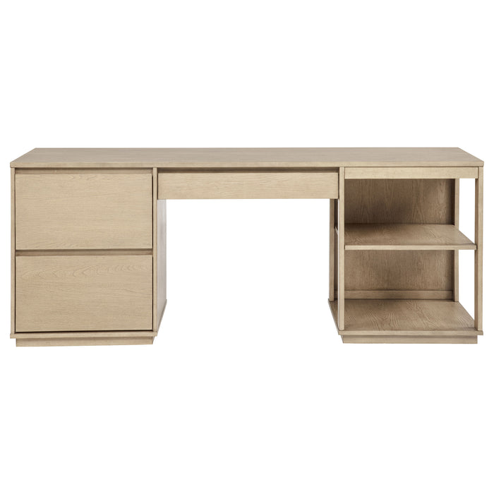 Harkes 75-inch 3-drawer Computer Desk with Adjustable Shelf Light Elm