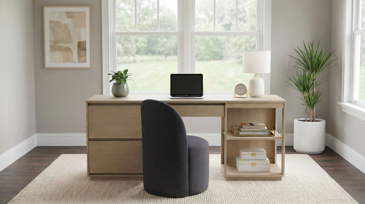 Harkes 75-inch 3-drawer Computer Desk with Adjustable Shelf Light Elm