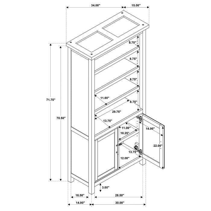 Vermes 72-inch 2-door Home Office Cabinet Bookcase Light Ash