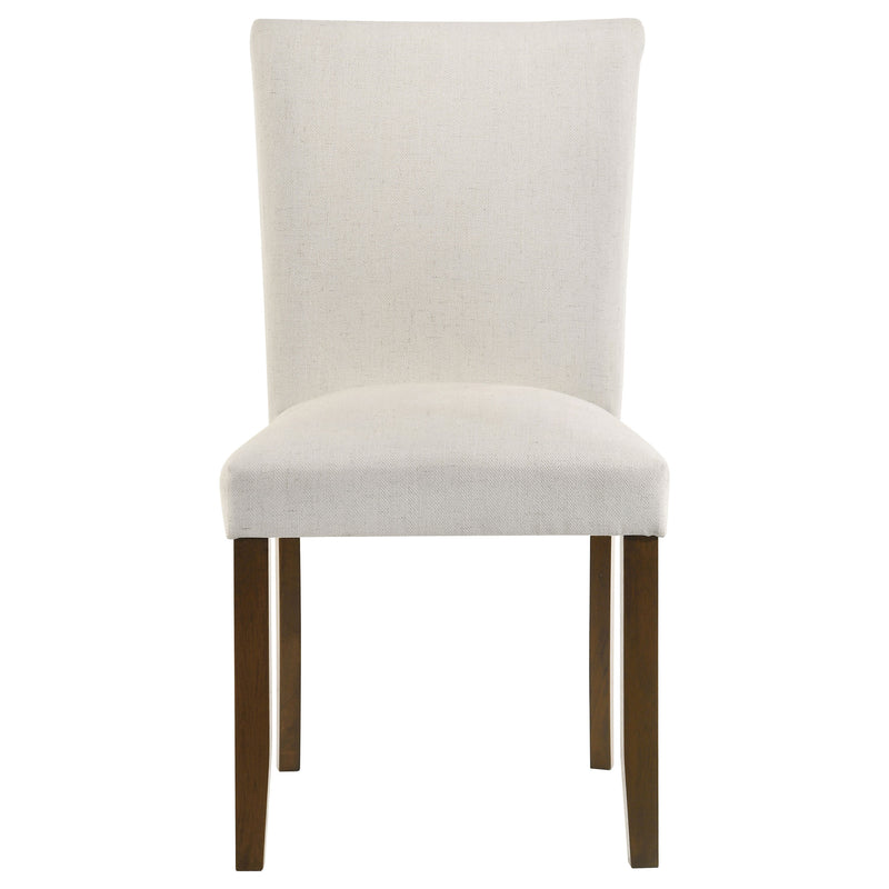 Paxton 5-Piece Round Glass Top Dining Set with Beige Parsons Chairs