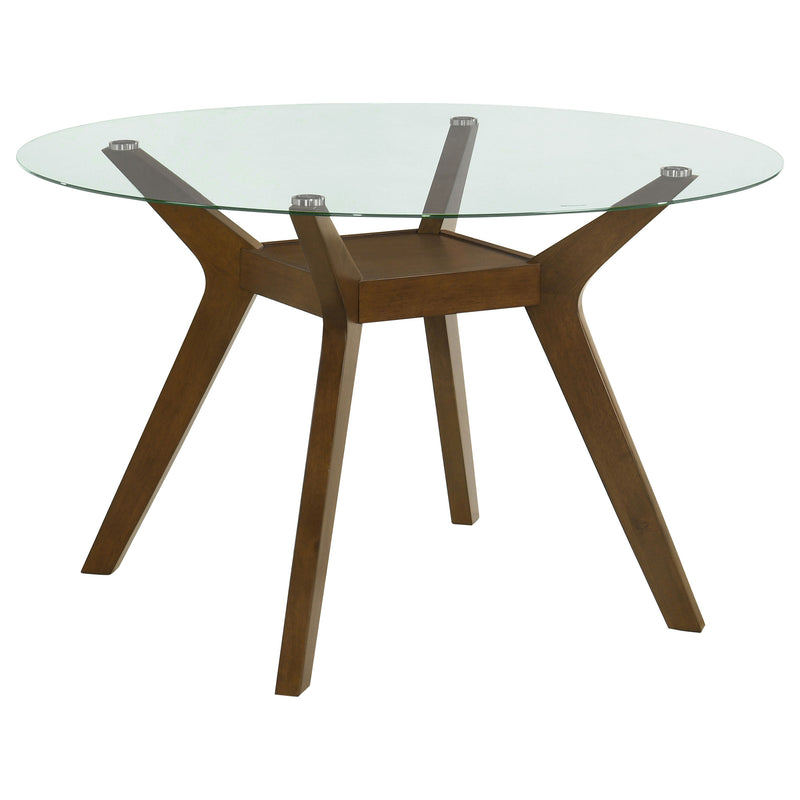 Paxton 5-Piece Round Glass Top Dining Set with Teal Blue Parsons Chairs